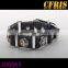 stainless steel hoop link leather bracelet,wholesale factory leather bracelet