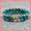 KJL-0108 2016 Fashion Manufacture Natural Stone Mens Jewelry, Phoenix Lapis Stone Beads Skull Bracelet,Elastic