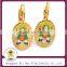 High Quality Religious Memorial Jewelry Stainless Steel Catholic Epoxy Mother Mary &Holy Child Baby Jesus Medallion Earrings
