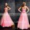 pink&lace&pleats arabic style prom dress 2015