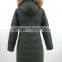 women reversible faux fur hood long down feather jacket