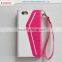 Pink and White PU Synthetic Leather Diamond Phone Case Cover for Samsung Galaxy