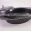 Black Carbon Steel Oval Fish Roaster Non Stick Grill Pan With Lid
