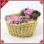 Wholesale wicker woven supermarket shopping basket with flexible handles