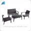 PE rattan wicker 4 pc conversation table set with gray cushions