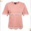 Latest model china t shirt factory blank design tshirt with lace trim hem