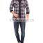 Navy Long Sleeve check Buttoned Super skinny cheap men office cotton Shirt