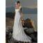 One shoulder Hand made flowers chiffon bridal wedding dress