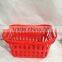 plastic basket with handle in supermarket