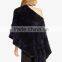 YR377 Tongxiang Factory Natural Women's Fur Poncho / Rex Rabbit Fur Poncho / Rabbit Stole