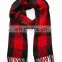 wholesale OEM cheap price winter knit plaid fringe scarf