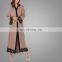 2017Sexy Muslim Cardigan With Lace Front Open Overcoat Long Sleeves Maxi Kimono Dubai Arab Fashion Women Design