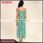 Summer new style deep v neck spaghetti strap dress green sheer chiffon woman dresses