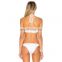 Swimwear manufacturer custom made high neck bikini, stylish front cut and scrunch swimwear suit for mature woman
