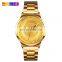 skmei 9210 golden wrist watches couple stainless steel quartz watches