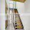 Tempered glass panel railing  wood steps stair  internal straight staircase