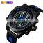 SKMEI 1371 Men's Sport Watch Quartz+Digital Leather Band Watch Multi-function Week Date Alarm Luminous