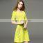 hot new arrival desgin for women kint hollow pattern round neck dress with half sleeves design