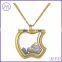 Gold plated stainless steel teddy bear locket pendant necklace