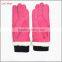 ladies and gril pink gift sheepsuede leather gloves with knit wrist lining polyester