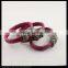 LFD-B0037Plum Color Snakeskin with Rhinestone Paved Gemstone Magnetic Clasp Snakeskin Bangle, Charm Jewelry Cuff Bangle