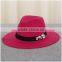 Elegant 100% wool felt cloche Women floppy fedora with ribbon beads Fashion wide brim female hats