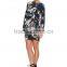 Lady's silk crepe de chin digital printed long sleeve fashion dress
