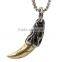 Never fade stainless steel titanium wolf tooth pendant