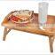 Bamboo bed tray/Bamboo serving tray with hole/ folding Legs/Handles