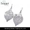 china jewelry wholesale hollow leaf drop crystal fashion silver earring jewelry