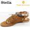 fashion summer jacquard strip camel tassels women flat sandal shoe