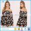 Custom adult onesie romper off shoulder long sleeve floral print playsuit women