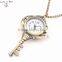 Antique jewelry gold color alloy key pendant pocket watch with chain for christmas gifts