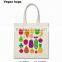 ECO Friendly 100% Cotton Vegan Tote Bags With Fruits And Vegetables Pattern