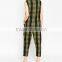 2016 New Arrival Check Patterns Zipper One Piece Rompers Jumpsuits With Long Pants for Women