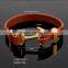  Express Wholesale Stainless Steel Anchor Genuine Leather Bracelet
