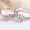 14K gold plated luxury round white big crystal wedding rings for women G05