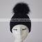 Myfur Knitted Real Fur Pom Pom Attached Crochet Fancy Baby Beanie Hats