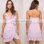 Falbala ruffle frill mini slip with adjustable strap lady's short wrap dress
