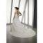 Scoop neckline appliqued bridal wedding gown