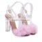 B22414A Ladies High-end temperament Fluffy crystal Heel toe shoes high-heeled sandals