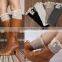 Lady Women Crochet Lace Trim Cotton Bow Knit Leg Warmers Boot Socks Knee High