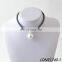 Handmade big freshwater pearl pendant choker necklace fashion leather necklace jewelry