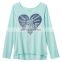 Children Latest Dress Style, Girls 7- 16 High-Low Long Sleeve Graphic Design Tee