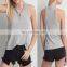 MIKA72109 Summer Sleeveless Ribbed Henley neck Top Lady Plain Tank Tops Plus Size