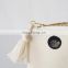 Small cotton canvas dot zipper coin gift bag with cotton drawstring