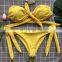 2019 New Style Fashion Hot Ladies Bikini Set Tops Cut Out Padded Bow Dot Women Swimsuit Low Waist Plus Size