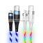 JOYROOM braided l led light usb data cable fiber optic lighting cable