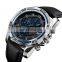 SKMEI 9156 luxury stylish quartz wrist watches men watches leather band stainless steel back