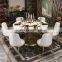 modern luxury 6 seater stainless steel marble dinning table